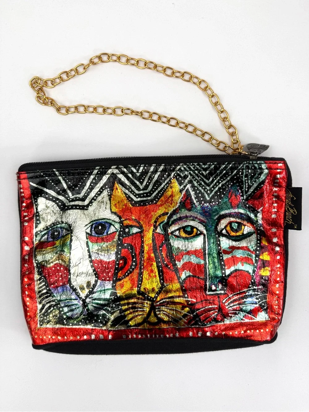 Laurel Burch Foil Cosmetic Bag with Gold Chain